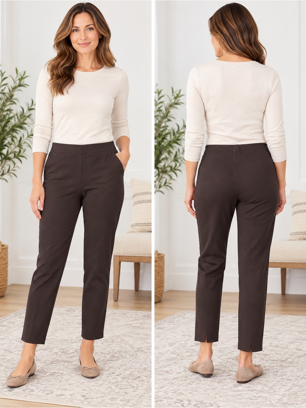 J. Jill Slim Cropped Ankle Pants in Dark Brown